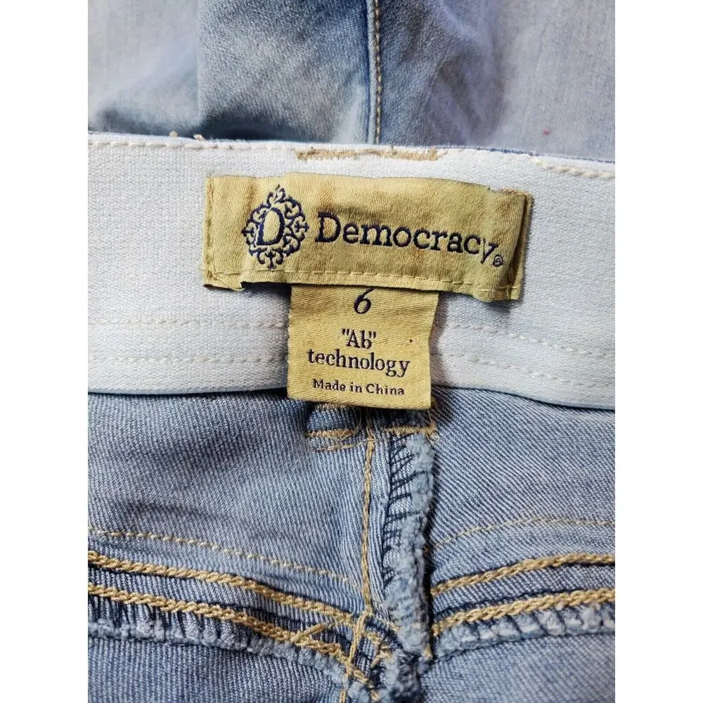 Democracy Womens 6 Ab Technology Skinny Jeans Blue‎ Stretch Distressed